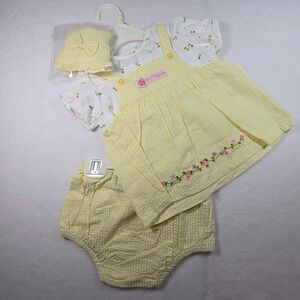 Vintage Y2K Girl Piece Outfit 3-6 Month Embroidered Flowers Baby Gift Shower NOS